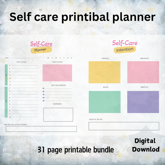 Self Care Planner Checklist for Mental Wellness